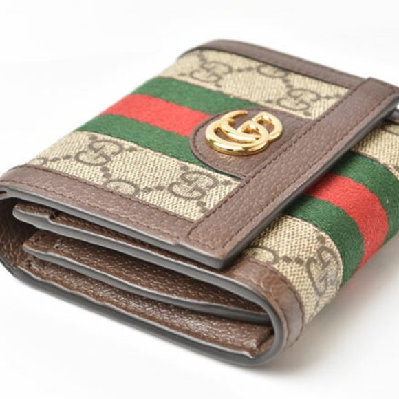 Gucci Wallet Bi-fold GUCCI Folding Beige Brown 598662 96IWG 8745 Ophidia GG S... - Picture 6 of 12